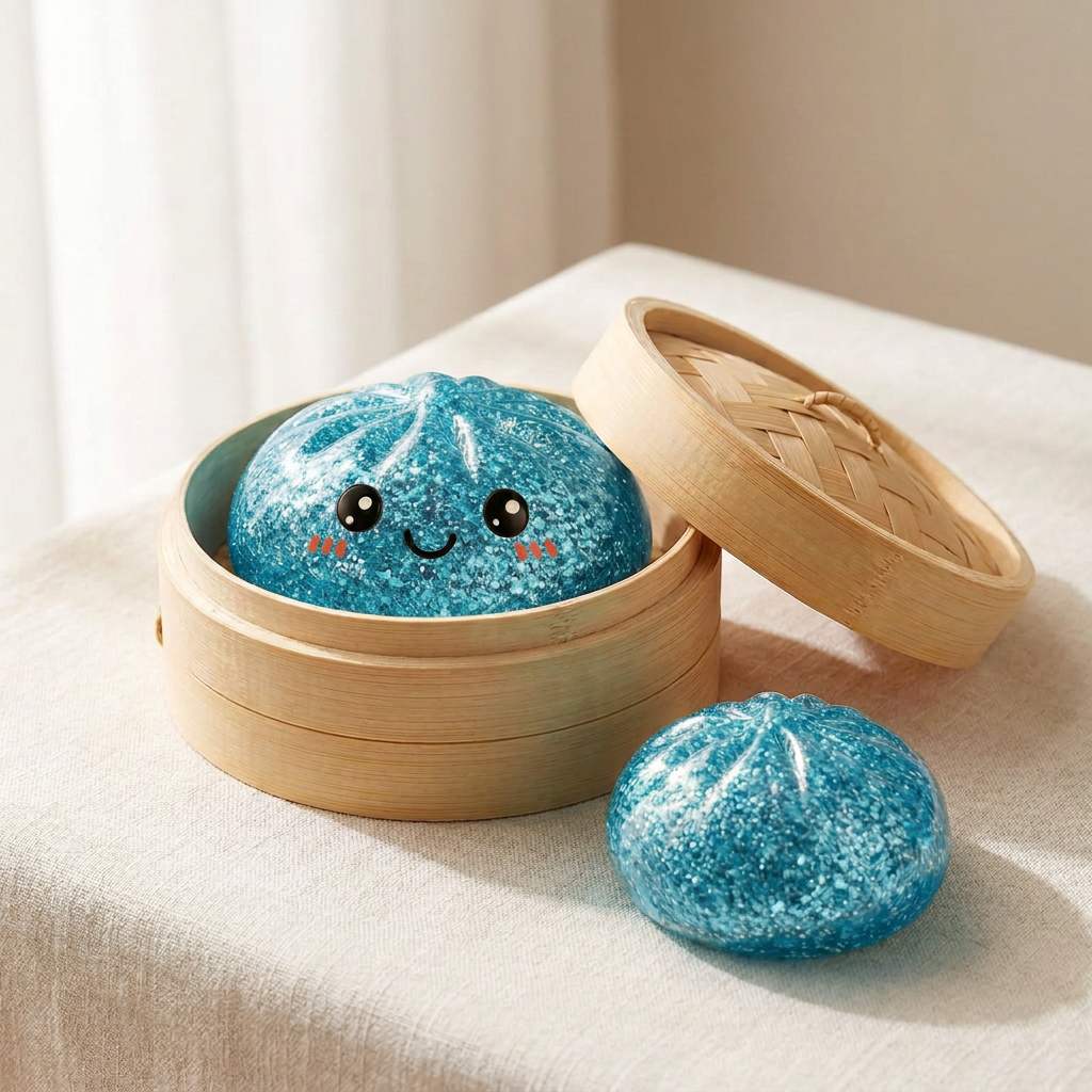 Glitter Dumpling Squishy Box, Blue